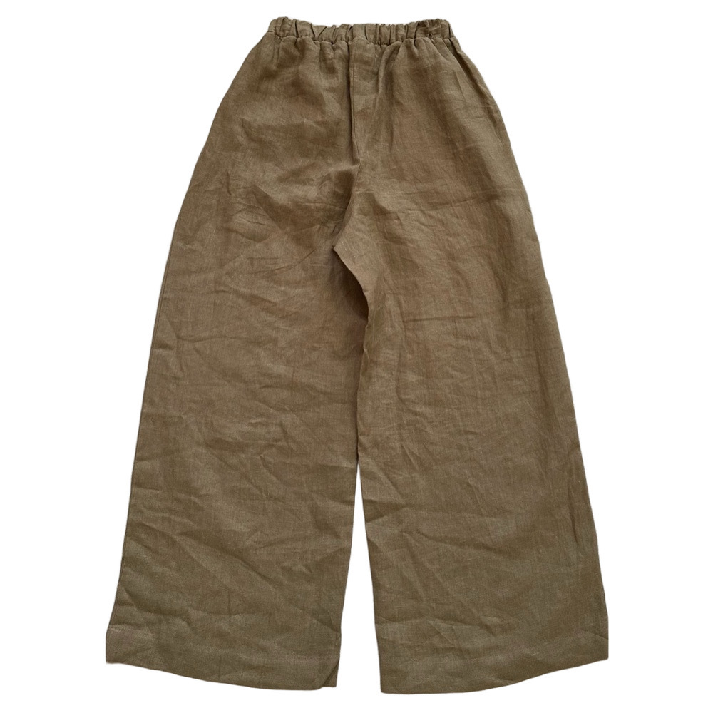 OZMA Olive Green Wide-Leg Linen Pants - Picture 4 of 10